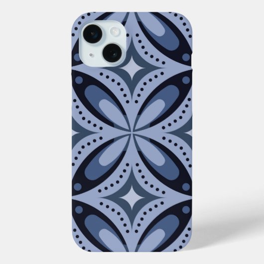 Blauw geometrisch patroon retro stijl Case-Mate iPhone case (Achterkant)