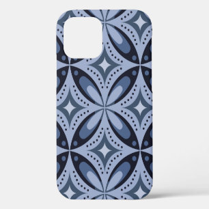 Blauw geometrisch patroon retro stijl Case-Mate iPhone case