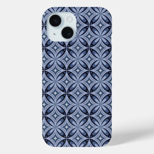 Blauw geometrisch patroon retro stijl Case-Mate iPhone case (Achterkant)