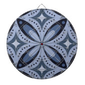 Blauw geometrisch patroon retro stijl dartbord (Voorkant)