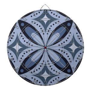 Blauw geometrisch patroon retro stijl dartbord