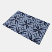 Blauw geometrisch patroon retro stijl deurmat (Schuin)