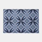 Blauw geometrisch patroon retro stijl deurmat (Voorkant)