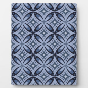 Blauw geometrisch patroon retro stijl fotoplaat