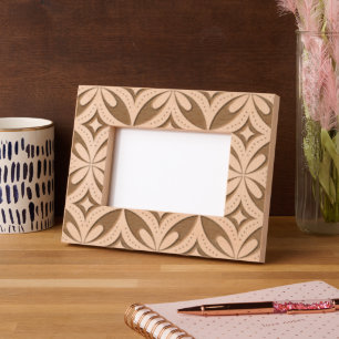 Blauw geometrisch patroon retro stijl gegraveerde lijstjes