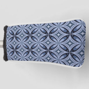 Blauw geometrisch patroon retro stijl golfheadcover