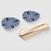 Blauw geometrisch patroon retro stijl handwaaier (Niet-gemonteerd)