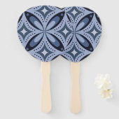 Blauw geometrisch patroon retro stijl handwaaier (Voorkant en achterkant)