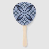Blauw geometrisch patroon retro stijl handwaaier (Achterkant)