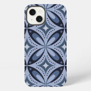 Blauw geometrisch patroon retro stijl iPhone 13 hoesje