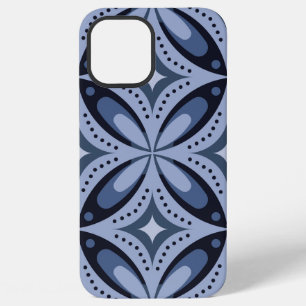 Blauw geometrisch patroon retro stijl iPhone 12 pro max hoesje