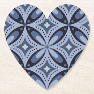 Blauw geometrisch patroon retro stijl kartonnen onderzetters