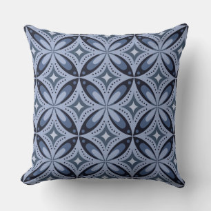 Blauw geometrisch patroon retro stijl kussen