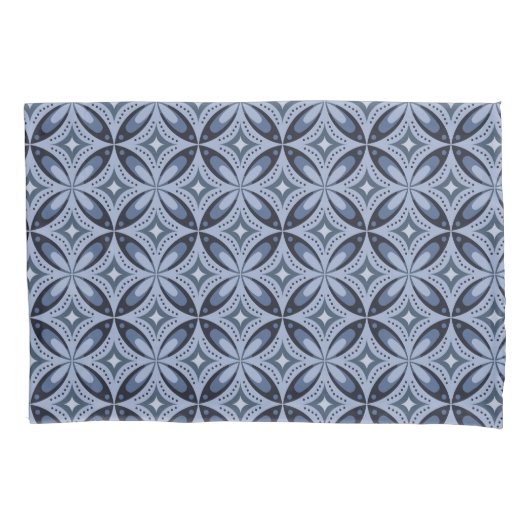 Blauw geometrisch patroon retro stijl kussensloop (Voorkant)