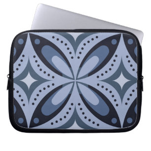 Blauw geometrisch patroon retro stijl laptop sleeve