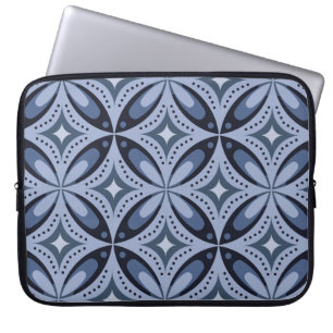 Blauw geometrisch patroon retro stijl laptop sleeve