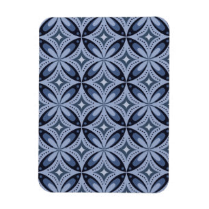 Blauw geometrisch patroon retro stijl magneet