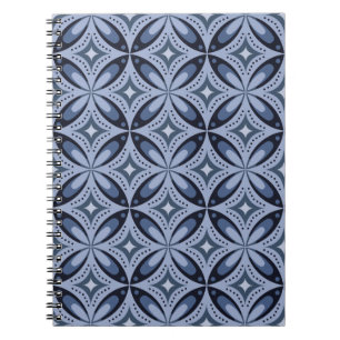 Blauw geometrisch patroon retro stijl notitieboek