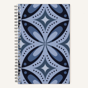 Blauw geometrisch patroon retro stijl notitieboek