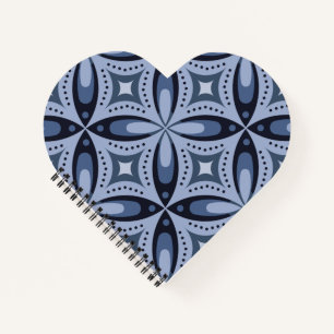 Blauw geometrisch patroon retro stijl notitieboek