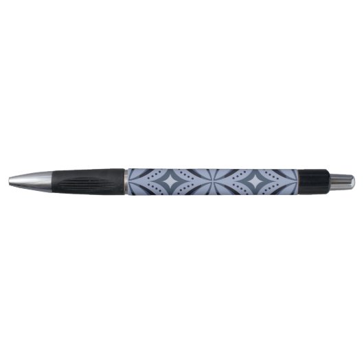 Blauw geometrisch patroon retro stijl pen (Voorkant)