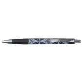 Blauw geometrisch patroon retro stijl pen (Achterkant)