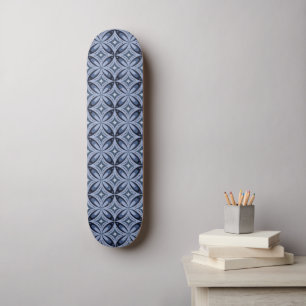 Blauw geometrisch patroon retro stijl persoonlijk skateboard