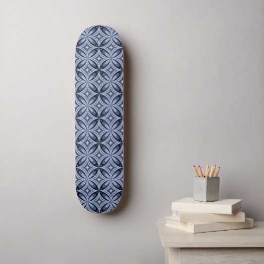 Blauw geometrisch patroon retro stijl persoonlijk skateboard (Muurkunst)