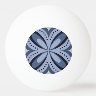 Blauw geometrisch patroon retro stijl pingpongbal