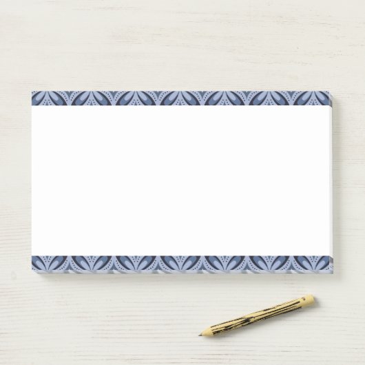 Blauw geometrisch patroon retro stijl post-it® notes (Op bureau)