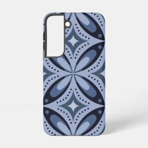 Blauw geometrisch patroon retro stijl samsung galaxy hoesje