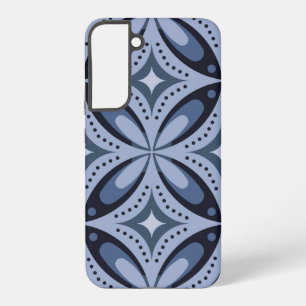 Blauw geometrisch patroon retro stijl samsung galaxy hoesje