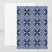 Blauw geometrisch patroon retro stijl save the date (Voorkant / Achterkant)