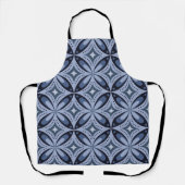 Blauw geometrisch patroon retro stijl schort (Voorkant)
