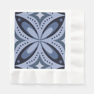 Blauw geometrisch patroon retro stijl servet