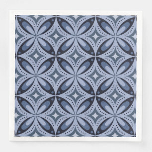 Blauw geometrisch patroon retro stijl servet