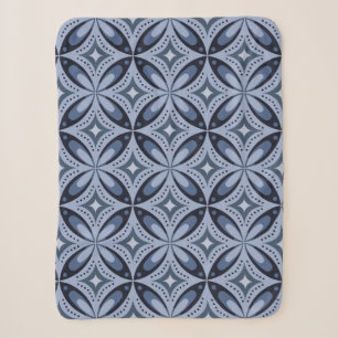 Blauw geometrisch patroon retro stijl sherpa deken
