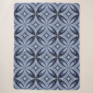 Blauw geometrisch patroon retro stijl sherpa deken