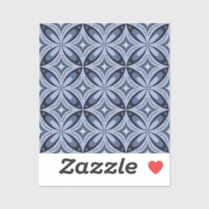 Blauw geometrisch patroon retro stijl sticker