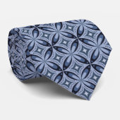 Blauw geometrisch patroon retro stijl stropdas (Opgerold)