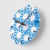 Blauw geometrisch patroon ronde klok (Hoek)