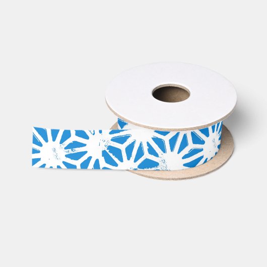 Blauw geometrisch patroon satijnen lint (Spoel)