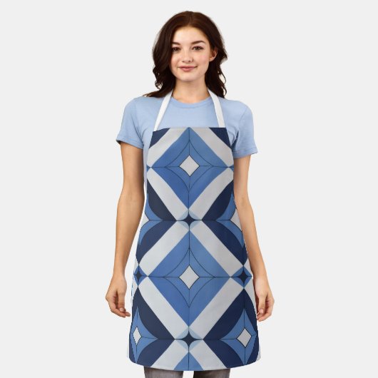 Blauw Geometrisch Patroon Schort (Gedragen)