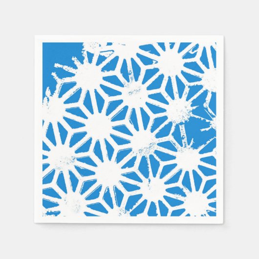 Blauw geometrisch patroon servet (Voorkant)