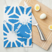 Blauw geometrisch patroon theedoek (Quarter Fold)