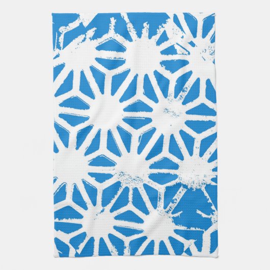 Blauw geometrisch patroon theedoek (Verticaal)