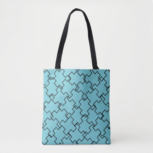 Blauw geometrisch patroon tote bag (Voorkant)