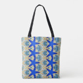 blauw geometrisch patroon van de zeester tote bag (Achterkant)