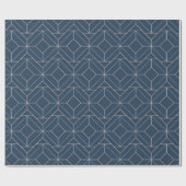 Blauw Geometrisch Patroon Verpakkend Document Cadeaupapier (Vlak)