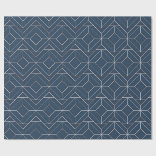 Blauw Geometrisch Patroon Verpakkend Document Cadeaupapier (Vlak)